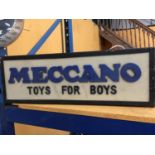 AN ILLUMINATED MECCANO TOYS FOR BOYS SIGN W: 70CM