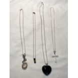 FOUR MARKED SILVER NECKLACES WITH PENDANTS