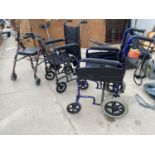A DISABILITY WALKING AID AND TWO WHEEL CHAIRS