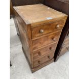 A SATINWOOD AND CROSSBANDED FOUR DRAWER DESK PEDESTAL, 14" WIDE