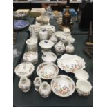A QUANTITY OF AYNSLEY 'COTTAGE GARDEN' CHINA COLLECTABLES TO INCLUDE VASES, DISHES, LIDDED BOWLS,