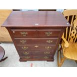 A GEORGIAN STYLE CHEST OF THREE LONG DRAWERS AND ONE DEEP DRAWER, 34" WIDE