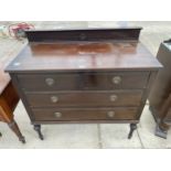 AN EDWARDIAN MAHOGANY CHEST OF TWO SHORT AND TWO LONG DRAWER, 42" WIDE