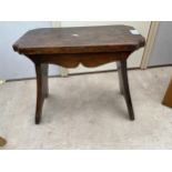 A SMALL VICTORIAN ELM AND BEECH STOOL, 15X7.5"