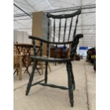 A PAINTED FARMHOUSE STYLE SPINDLE BACK CHAIR