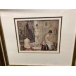 TWO FRAMED VINTAGE PRINTS, ONE ENTITLED 'LES POSEUSES' THE OTHER A CLASSICAL PRINT