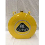 A YELLOW LOTUS PETROL CAN HEIGHT APPROX 35CM