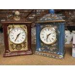 TWO ORIENTAL STYLE MANTLE CLOCKS