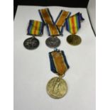 FOUR WWI MEDALS WITH RIBBONS