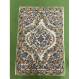 A KASHMIRI HAND STITCHED WOOL CHAIN RUG 86CM X 58CM