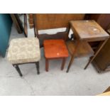 A MODERN OAK LOCKER, TWO STOOLS AND A JARDINIER STAND