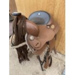 A VINTAGE LEATHER TRAIL MASTER COLT SERIES SADDLE