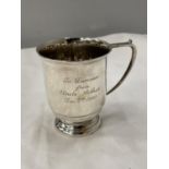 A HALLMARKED BIRMINGHAM SILVER TANKARD ENGRAVED GROSS WEIGHT 158 GRAMS