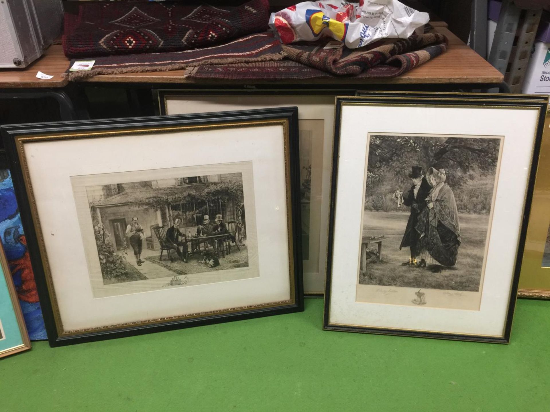 THREE FRAMED PRINTS TO INCLUDE ROMEO AND JULIET, PLUS THREE SIGNED W. DENILY SADLER