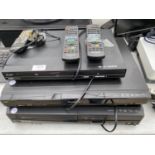 A PANASONIC DVD PLAYER, A PANASONIC DVD/VHS PLAYER AND A BUSH DVD PLAYER