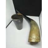 A COW HORN AND MATCHING BEAKER