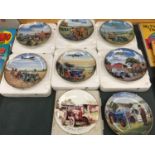 EIGHT COLLECTABLE PLATES FEATURING VINTAGE TRACTORS, SIX BEING OFFICIAL FORD MOTOR COMPANY, ONE