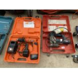 A BOSCH 110V JIGSAW AND A SPIT BATTERY POWERED DRILL