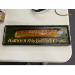 A VINTAGE PAINTED WOODEN 3D SIGN 'HARWICH SHIP BUILDING CO. 1862