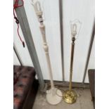 A MODERN PAINTED STANDARD LAMP AND BRASS STANDARD LAMP