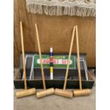 A BELIEVED COMPLETE AND BOXED JAQUES CROQUET SET
