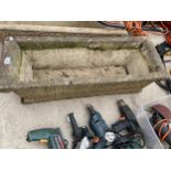 A RECONSTITUTED STONE PLANTER TROUGH (L:92CM W:34CM D:26CM)