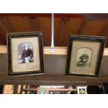 TWO FRAMED VINTAGE SEPIA PHOTOGRAPHS OF A MAN AND A WOMAN