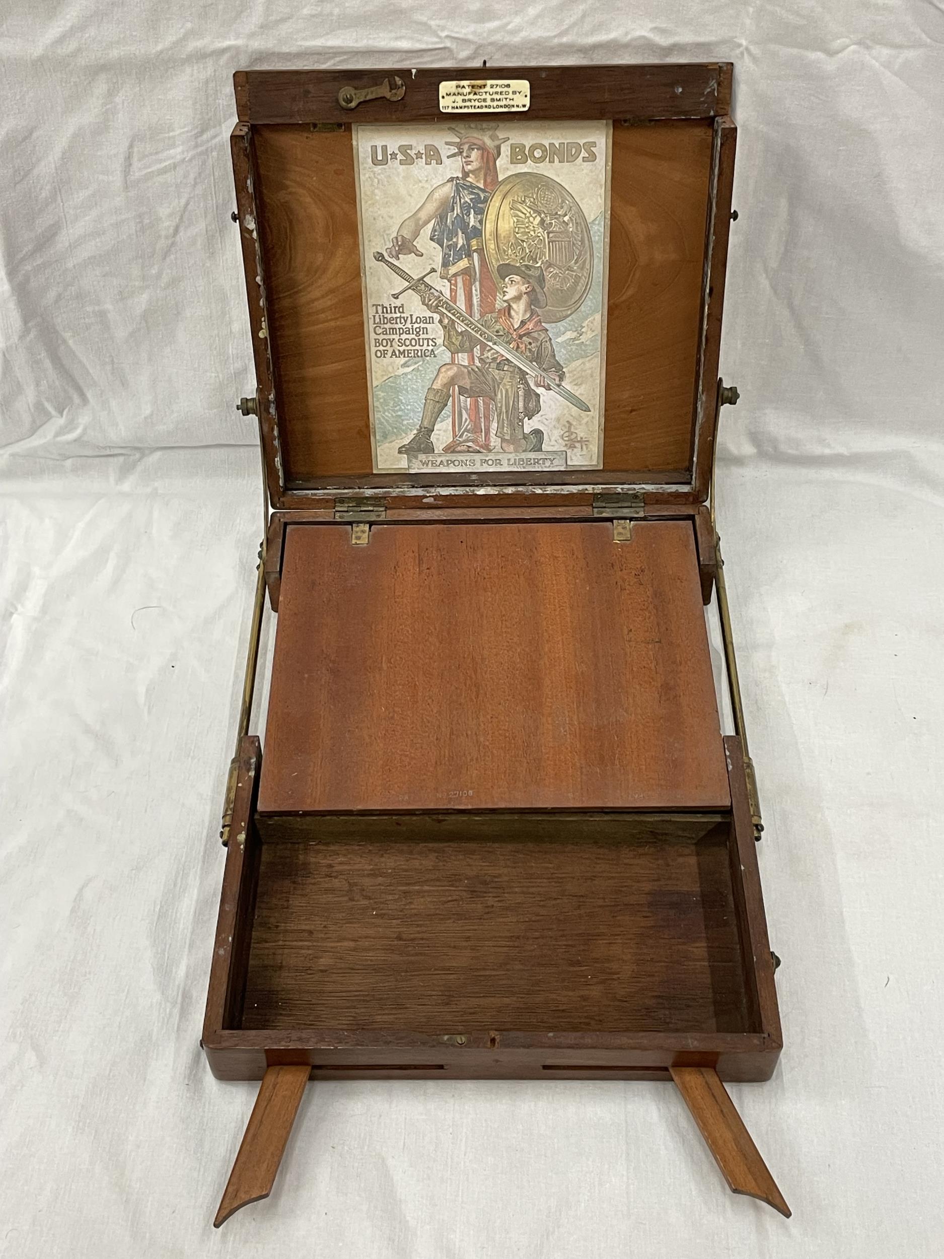 A 19TH CENTURY ARTIST'S FOLDING PAINTING BOX