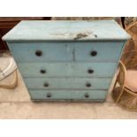 A VICTORIAN PAINTED CHEST OF FOUR DRAWERS, 43" WIDE