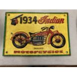 A CAST INDIAN MOTORCYCLES SIGN 29.5CM X 20CM