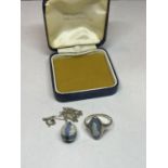 TWO WEDGWOOD JASPERWARE ITEMS TO INCLUDE A PENDANT ON A CHAIN AND A RING