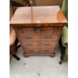 AN ANTIQUE STYLE WALNUT AND CROSSBANDED HI-FI UNIT, 24" WIDE