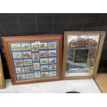AN ASSORTMENT OF FRAMED CIGARETTE CARDS AND A COCA-COLA ADVERTISING MIRROR