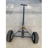 A METAL TWO WHEELED CARAVAN DOLLY