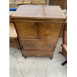 A MID 20TH CENTURY WALNUT CROSSBANDED TALLBOY, ON CABRIOLE LEGS, 30" WIDE