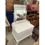A PAINTED DRESSING TABLE WITH GALLERY BACK AND MIRROR, 30" WIDE