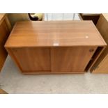 A RETRO TEAK TWO DOOR STORAGE CABINET, 33.5" WIDE