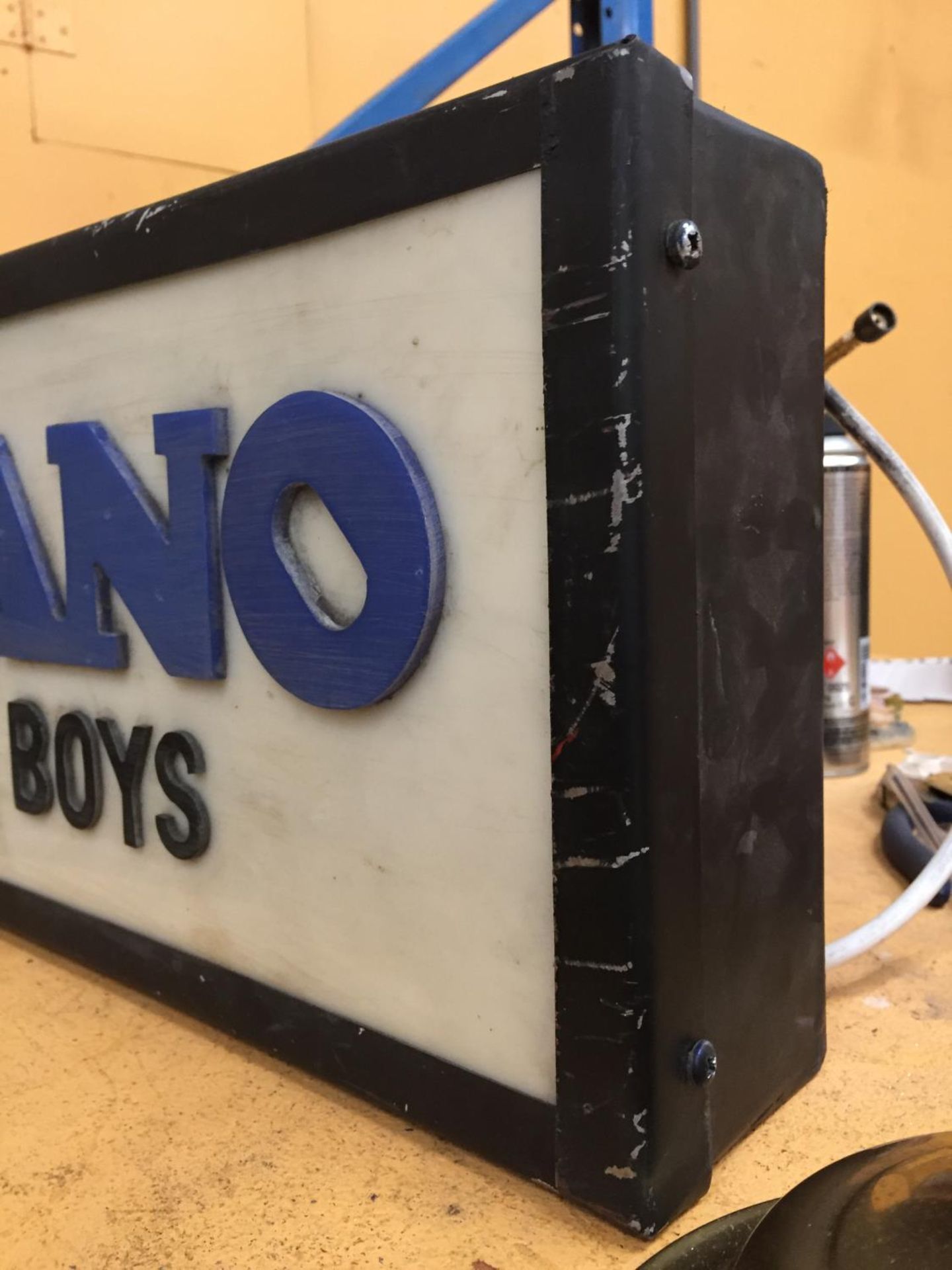 AN ILLUMINATED MECCANO TOYS FOR BOYS SIGN W: 70CM - Image 2 of 2