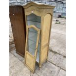 A CONTINENTAL STYLE PAINTED DISPLAY CABINET (LACKING HINGES) 25.5" WIDE