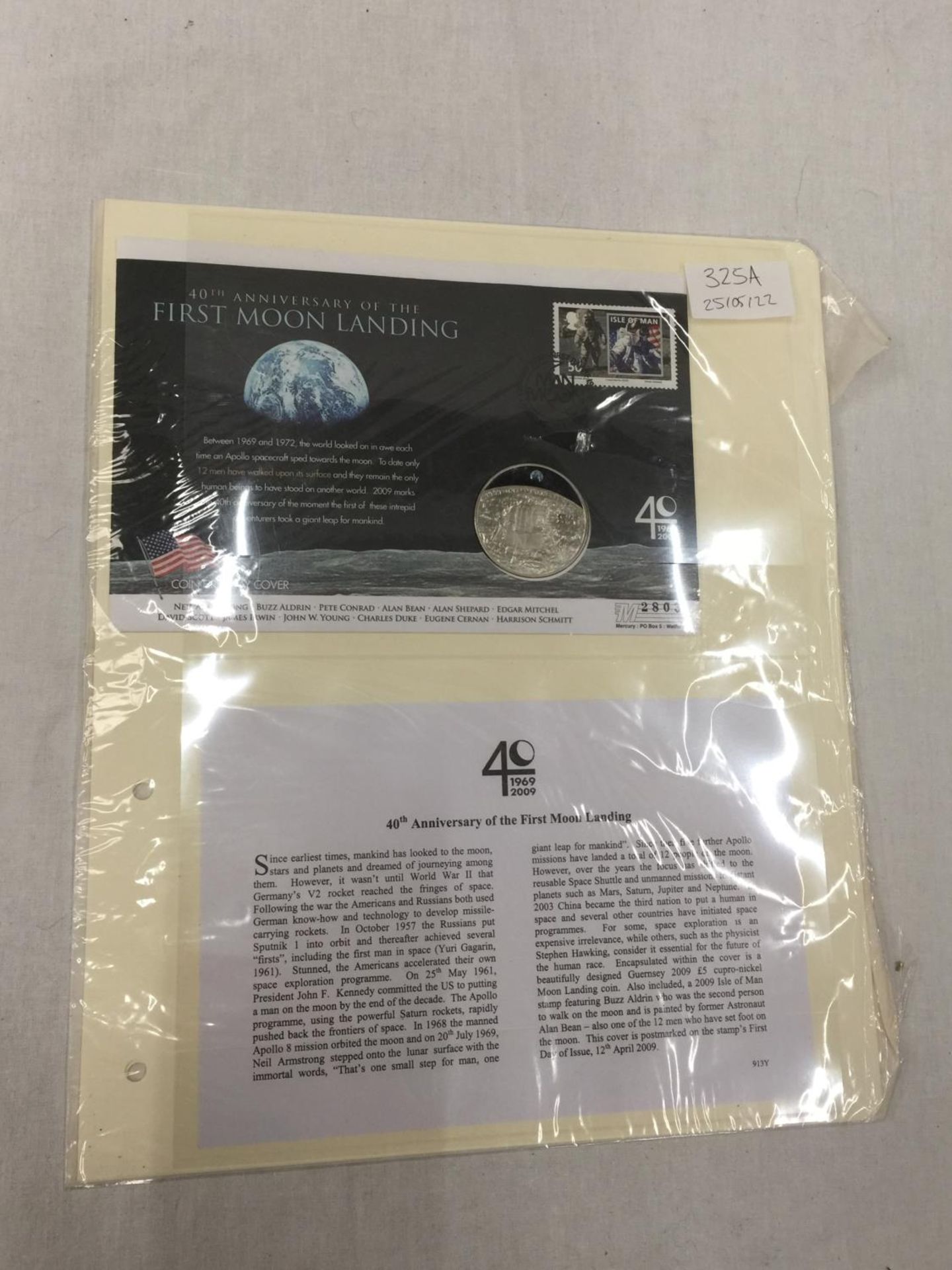 A FIRST MOON LANDING COIN FIRST DAY COVER