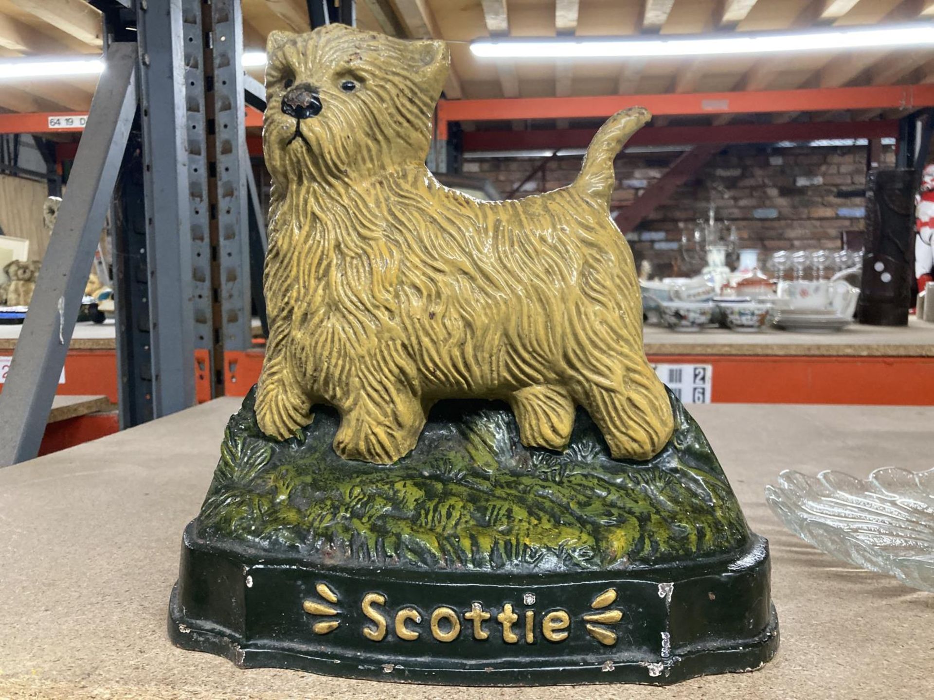 A CAST 'SCOTTIE' DOG DOORSTOP HEIGHT 27CM