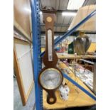 A RUSSELL NORWICH MAHOGANY CASED BAROMETER IN AS NEW CONDITION WITH BRASS FIXINGS AND DIAL