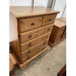 A MODERN PINE CHEST OF TWO SHORT AND FOUR LONG DRAWERS, 36.5" WIDE