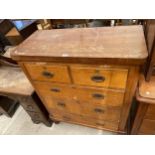 A VICTORIAN SATINWOOD CHEST OF TWO SHORT AND THREE LONG DRAWERS, 37" WIDE