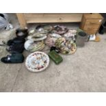 AN ASSORTMENT OF ITEMS TO INCLUDE CERAMIC PLATES, CAMERAS AND A TANKARD ETC