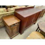 A VICTORIAN MAHOGANY POT CUPBOARD, LACKING DRAWER