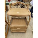 A MODERN BAMBOO AND WICKER BATHROOM CHEST/STAND