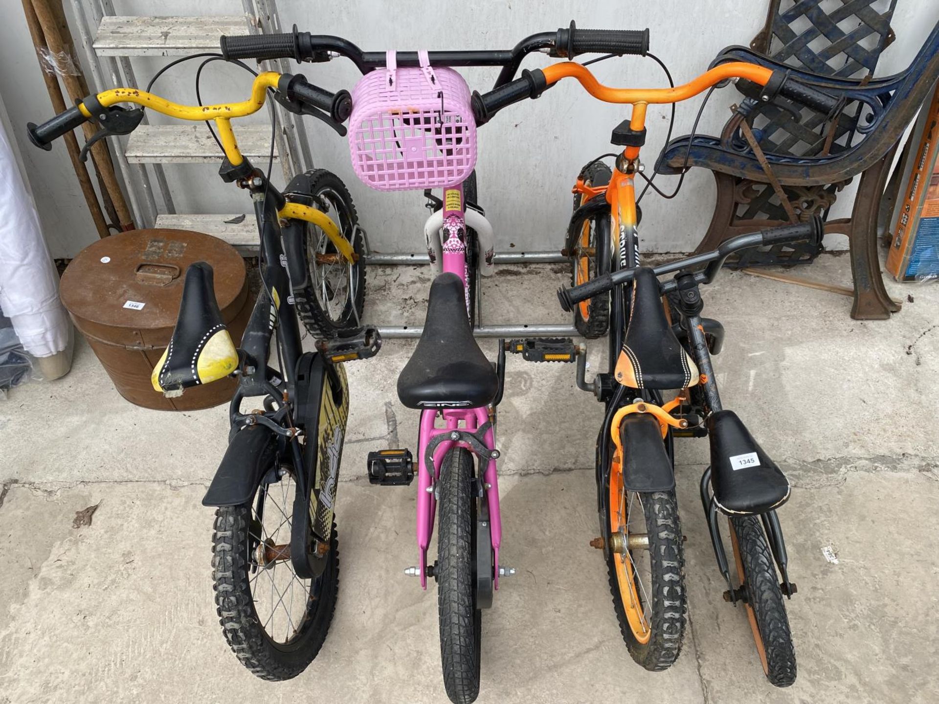 FOUR VARIOUS CHILDRENS BIKES