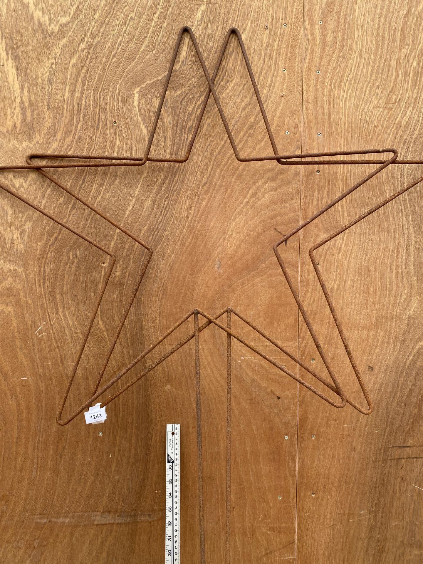 A PAIR OF DECORATIVE WROUGHT IRON STAR SHAPED PLANT SUPPORTS/GARDEN FEATURES - Image 2 of 3