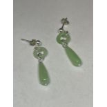 A PAIR OF SILVER AND JADE EARRINGS
